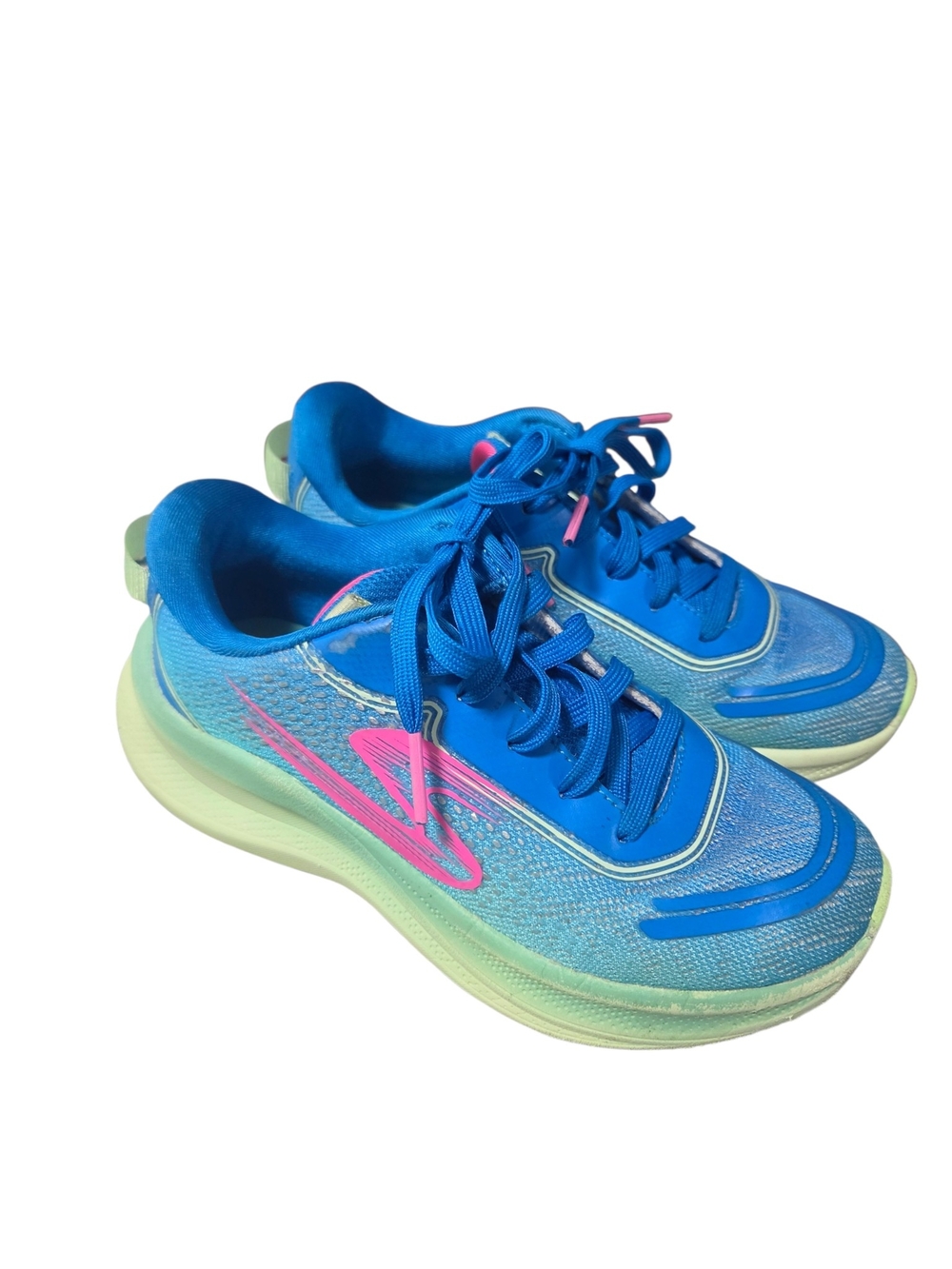 skechers kids girls 13 athletic sneakers shoes. Blue pink green gym PE phy Ed